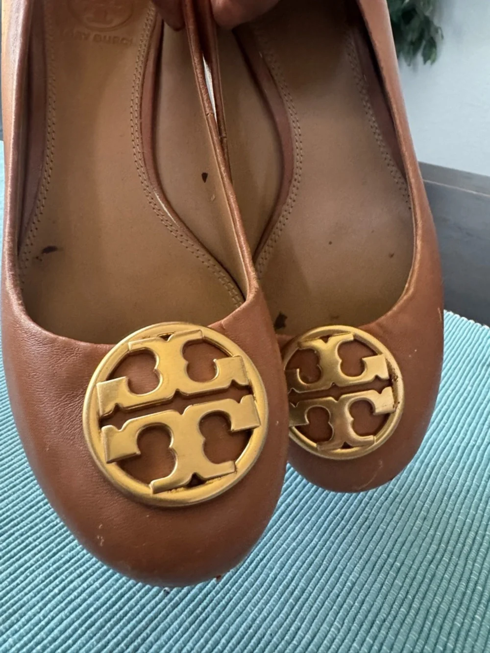 Tory Burch tan wedge sandals size 5.5
